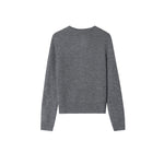 Load image into Gallery viewer, Gray Round Neck Long Sleeve Knit Cardigan Wool