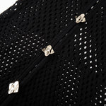 Load image into Gallery viewer, Women's Custom Black V-Neck Button-Front Mesh Knit Maxi Dress | OEM/ODM Knitwear Manufacturer