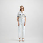 Load image into Gallery viewer, Women's Custom White Polo Collar Short Sleeve Cotton Knit Sweater | OEM/ODM Knitwear Manufacturer