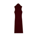 Load image into Gallery viewer, Red High Neck Sleeveless Knit Dress Wool