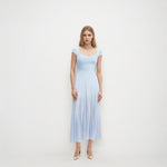 Load image into Gallery viewer, Blue Square Neck Short Sleeve Knit Dress