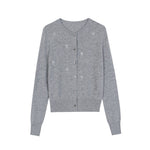 Load image into Gallery viewer, Gray Round Neck Long Sleeve Knit Cardigan Wool