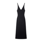 Load image into Gallery viewer, Women's Custom Black V-Neck Spaghetti Strap Knit Maxi Dress | OEM/ODM Knitwear Manufacturer
