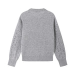 Load image into Gallery viewer, Gray Round Neck Long Sleeve Knit Sweater Wool