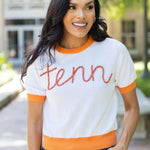 Load image into Gallery viewer, Customized logo knitted top knitwear high-quality cotton summer short-sleeved casual glitter stripe embroidered knitted women's T-shirt OEM/ODM mass customization