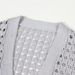 Load image into Gallery viewer, Women's Custom Gray V-Neck Long Sleeve Cotton Knit Sweater | OEM/ODM Knitwear Manufacturer
