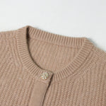 Load image into Gallery viewer, Brown Round Neck Long Sleeve Knit Cardigan Wool