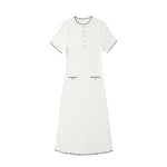 Load image into Gallery viewer, White Round Neck Short Sleeve Knit Dress