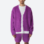 Load image into Gallery viewer, Custom OEM & ODM Men Two Piece Short Set Sweater Fuzzy Long Sleeve Cardigan Knitted Shorts Knitwear Men Mohair Set