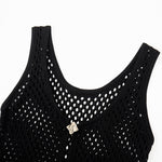 Load image into Gallery viewer, Women's Custom Black V-Neck Button-Front Mesh Knit Maxi Dress | OEM/ODM Knitwear Manufacturer
