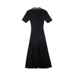Load image into Gallery viewer, Women's Custom Black Lapel Short Sleeve Knit Dress | OEM/ODM Knitwear Manufacturer