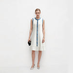 Load image into Gallery viewer, Women's Custom White Round Neck Sleeveless Button-Front Knit Maxi Dress | OEM/ODM Knitwear Manufacturer