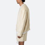 Load image into Gallery viewer, Custom OEM & ODM Men Two Piece Short Set Sweater Fuzzy Long Sleeve Cardigan Knitted Shorts Knitwear Men Mohair Set