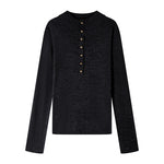 Load image into Gallery viewer, Women's Custom Black & Dark Gray Round Neck Long Sleeve Wool Knit Sweater | OEM/ODM Knitwear Manufacturer
