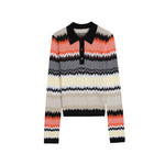 Load image into Gallery viewer, Polo Collar Long Sleeve Knit Sweater Tencel