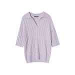 Load image into Gallery viewer, Pink Lapel Short Sleeve Knit Sweater Wool