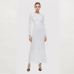 Load image into Gallery viewer, White Round Neck Long Sleeve Midi Length