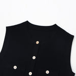 Load image into Gallery viewer, Women's Custom Black Round Neck Sleeveless Knit Dress