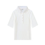 Load image into Gallery viewer, Women's Custom White Polo Collar Short Sleeve Wool Sweater