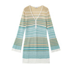 Load image into Gallery viewer, Women's Custom Sky Blue Striped V-Neck Long Sleeve Knit Dress