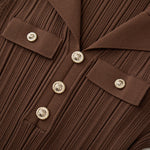 Load image into Gallery viewer, Women's Custom Brown V-Neck Short Sleeve Knit Dress