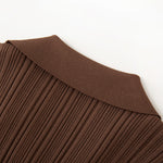 Load image into Gallery viewer, Women's Custom Brown V-Neck Short Sleeve Knit Dress