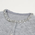 Load image into Gallery viewer, Women's Custom Gray Round Neck Long Sleeve Wool Knit Sweater