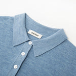 Load image into Gallery viewer, Women's Custom Blue Polo Collar Short Sleeve Wool Knit Sweater | OEM/ODM Knitwear Manufacturer