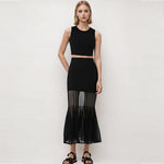 Load image into Gallery viewer, Black Round Neck Sleeveless Knit Skirt