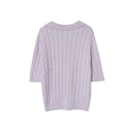 Load image into Gallery viewer, Pink Lapel Short Sleeve Knit Sweater Wool