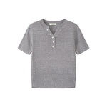 Load image into Gallery viewer, Women's Custom Blue V-Neck Short Sleeve Wool Knit Sweater | OEM/ODM Knitwear Manufacturer