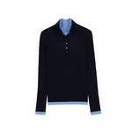 Load image into Gallery viewer, Women's Custom Blue High Neck Long Sleeve Wool Knit Sweater | OEM/ODM Knitwear Manufacturer