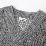 Load image into Gallery viewer, Women's Custom Gray V-Neck Long Sleeve Knit Sweater | OEM/ODM Knitwear Manufacturer