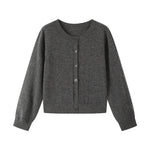 Load image into Gallery viewer, Women's Custom Gray Round Neck Long Sleeve Wool Knit Cardigan | OEM/ODM Knitwear Manufacturer