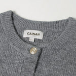 Load image into Gallery viewer, Gray Round Neck Long Sleeve Knit Cardigan Wool