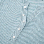 Load image into Gallery viewer, Women's Custom Blue V-Neck Short Sleeve Wool Knit Sweater | OEM/ODM Knitwear Manufacturer
