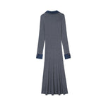 Load image into Gallery viewer, Gray Polo Collar Long Sleeve Knit Dress Wool