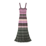 Load image into Gallery viewer, Women's Custom Stripe Straight Neck Sleeveless Knit Maxi Dress | OEM/ODM Knitwear Manufacturer