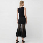 Load image into Gallery viewer, Black Round Neck Sleeveless Knit Skirt