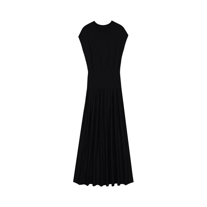 Women's Custom Burgundy Round Neck Short Sleeve Wool Knit Dress | OEM/ODM Knitwear Manufacturer