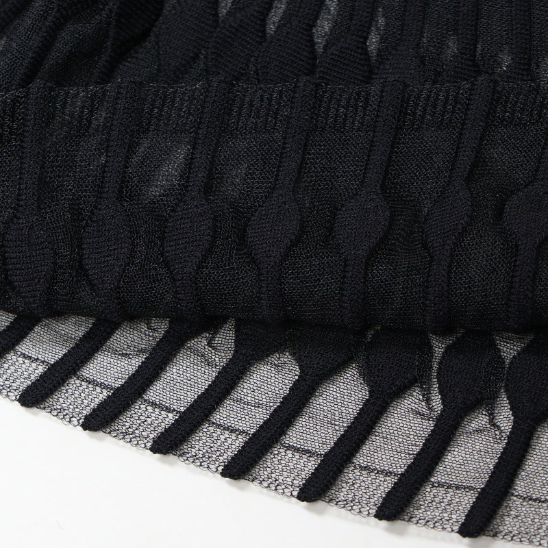 Women's Custom Black V-Neck Sleeveless Knit Dress | OEM/ODM Knitwear Manufacturer