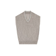 Women's Custom V-Neck Sleeveless Linen Knit Top | OEM Wholesale