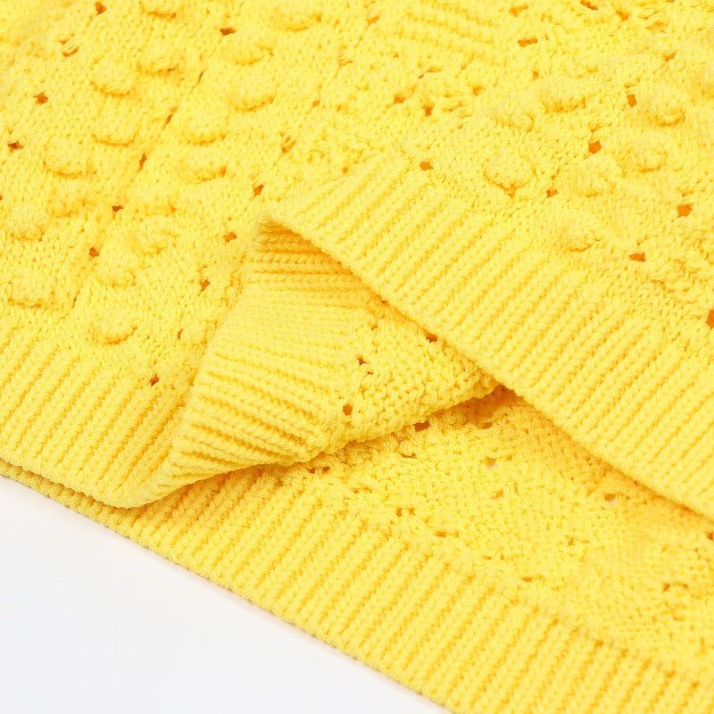 Women's Custom Yellow V-Neck Sleeveless Knit Dress | OEM/ODM Knitwear Manufacturer
