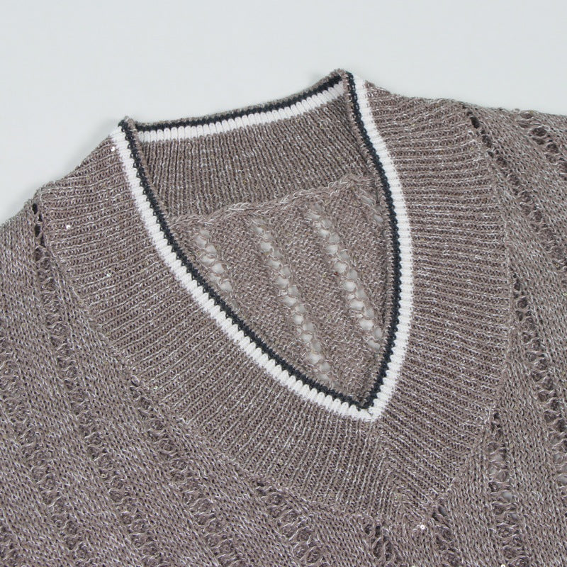Women's Custom V-Neck Sleeveless Linen Knit Top | OEM Wholesale
