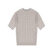 Women's Custom Apricot Round Neck Short Sleeve Linen Knit Sweater | OEM Wholesale