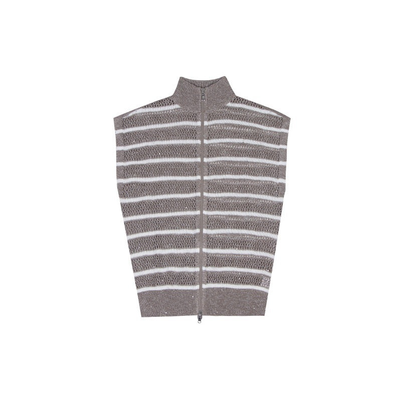 Women's Custom High Neck Sleeveless Cotton Knit Sweater | OEM Wholesale