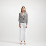 Load image into Gallery viewer, Women's Custom Gray V-Neck Long Sleeve Knit Sweater | Cotton OEM