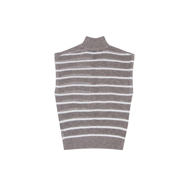 Women's Custom High Neck Sleeveless Cotton Knit Sweater | OEM Wholesale