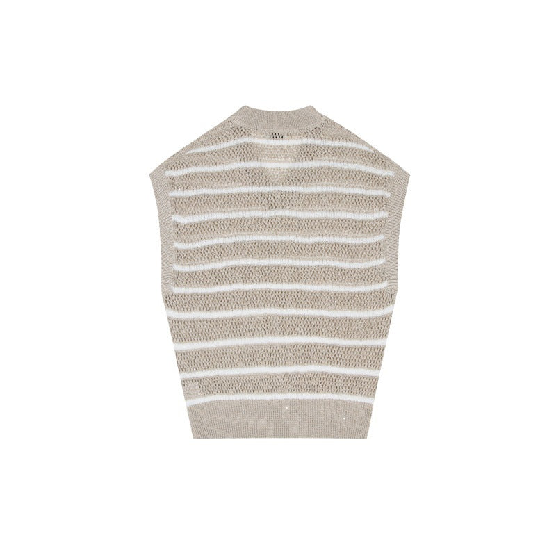 Women Wholesale Custom V Neck Sleeveless Knit Sweater Cotton OEM