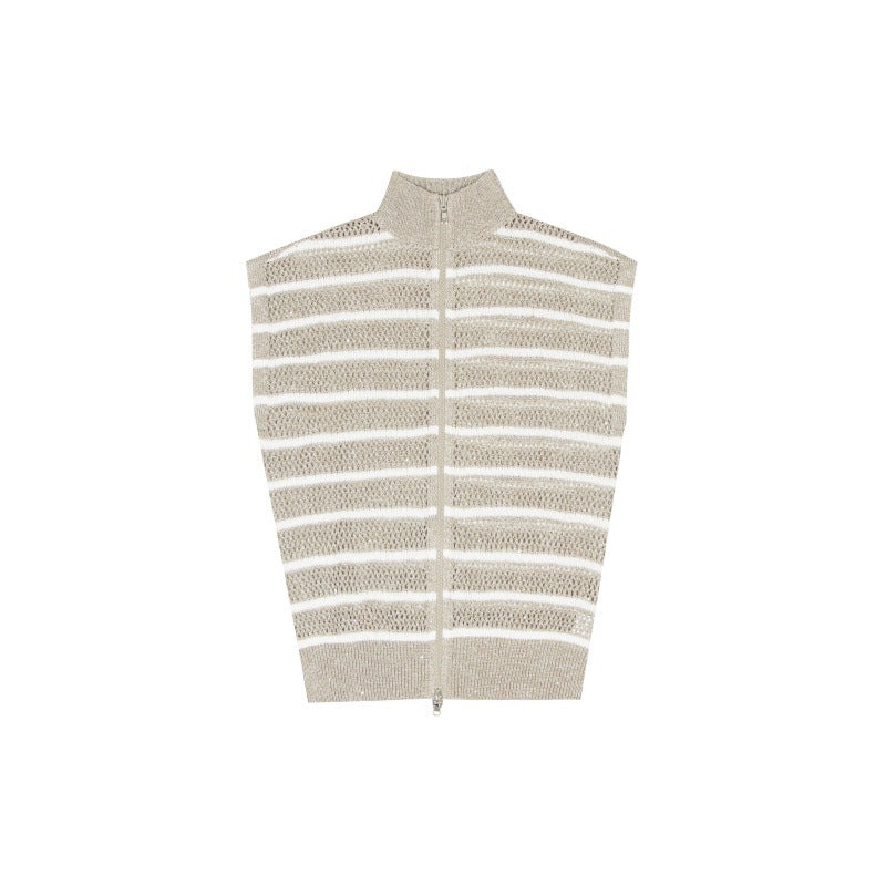 Women's Custom High Neck Sleeveless Cotton Knit Sweater | OEM Wholesale